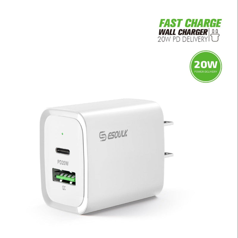 20W Wall Charger with USB & C 20W Wall Charger with USB & C